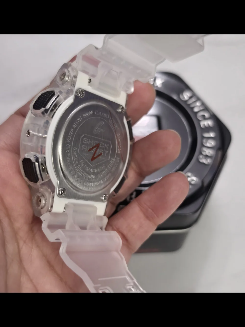 Casio G-Shock Clear Case Gold Accent Watch 48mm Umisex NEW WITH BOX